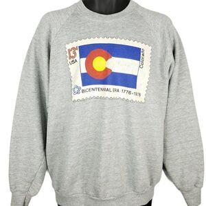 Colorado State Flag Stamp Sweatshirt Vintage 90s Bicentennial Made In USA Mens